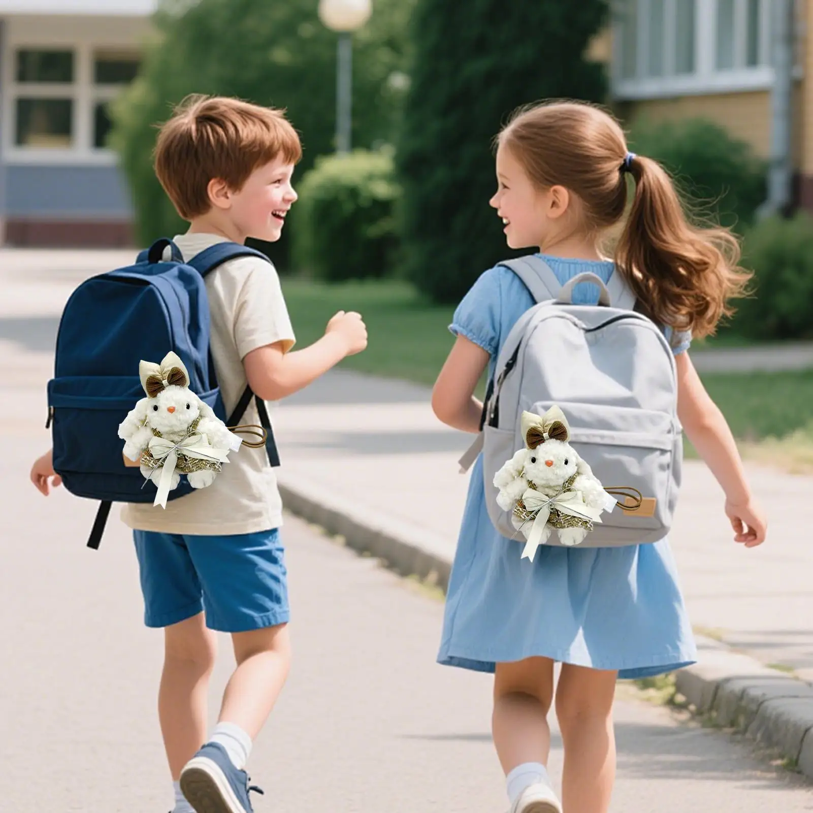 Portachiavi Coniglietto 8.2 Pollici, Simpatico Portachiavi Animale con Vestiti Staccabili, Portachiavi in Peluche per Auto, Zaino, Borsa, Portafoglio, Cartella