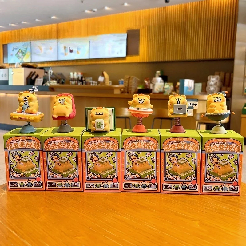 

В наличии новый натуральный маленький медвежонок, серия благословений, забавная слепая коробка, настольный автомобиль, орнамент, игрушки, подарок на день рождения