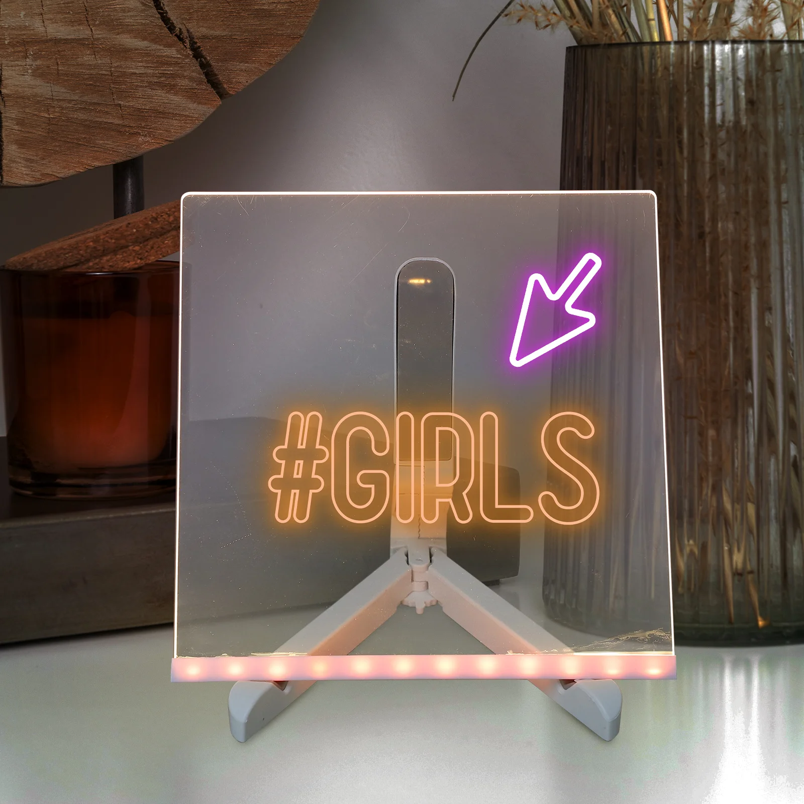 1Set LED ملاحظة مجلس تضيء 7.9x7.9 الاكريليك لوح كتابة الجاف محو رسالة مذكرة مضيئة بخط اليد المفكرة لمكتب المنزل