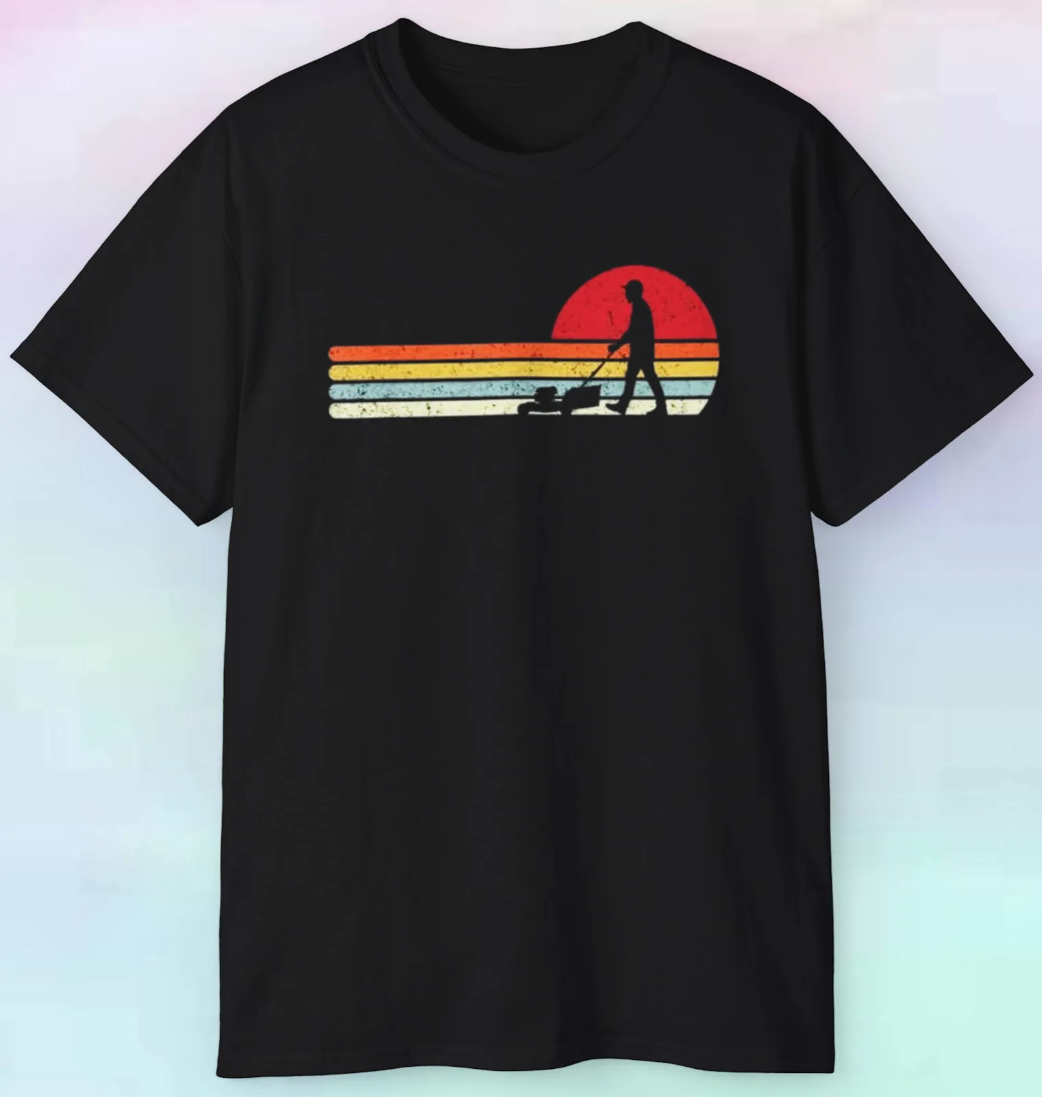 

Men's Retro Grass Mower Distressed T Shirt | Funny Lawn Care Dad Grass | S-5XL