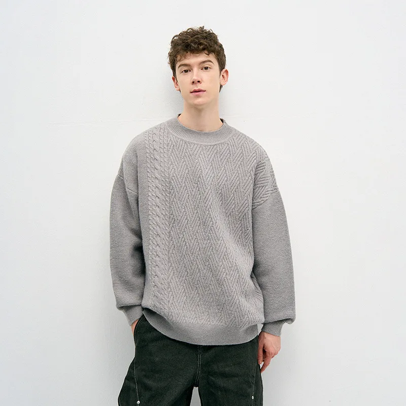 

MAQVOB High Quality EU US Size Streetwear Retro Round Neck Essential Sweater Unisex Simple Loose Knitwear Tops