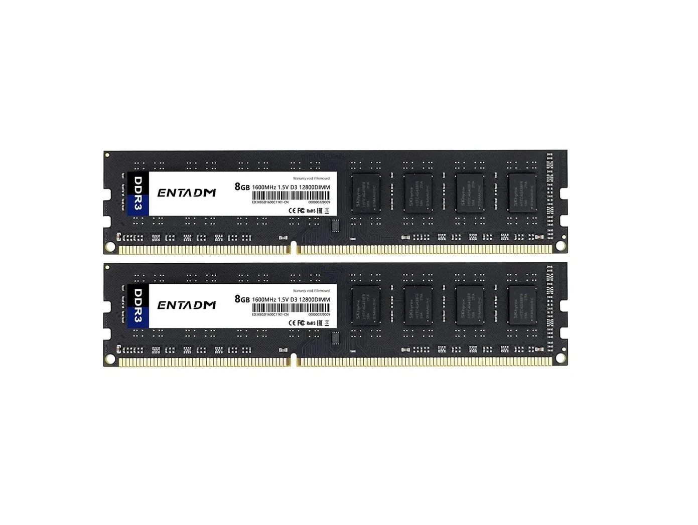 

ENTADM DDR3 RAM 2X8 ГБ Настольная панель памяти 1600 МГц 1,5 В черный