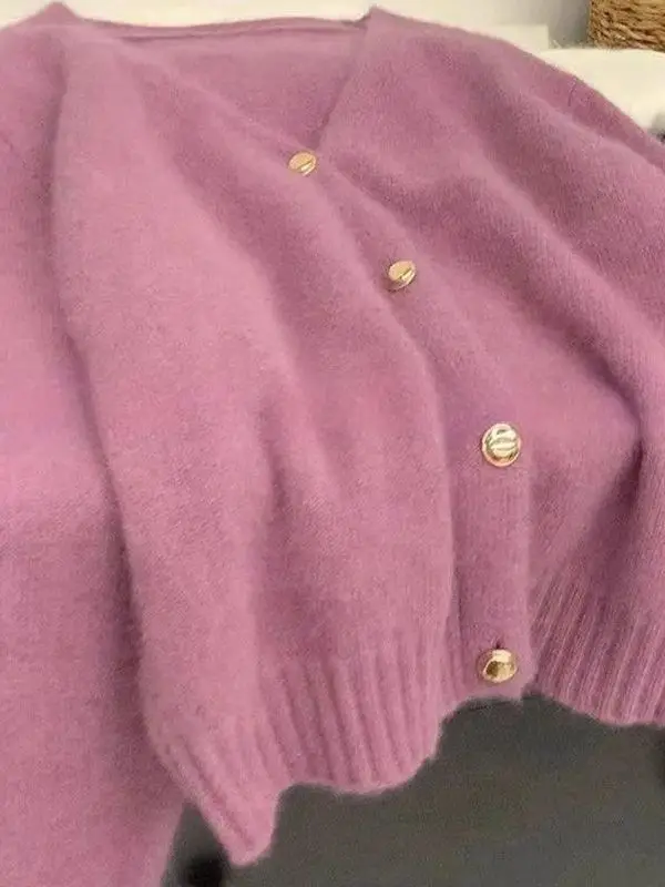 Soft Cozy V-Ne Knitted Open Cardigan Women's Autumn Winter Loose Fit Pure Color Sweater Jaet Commute Sle Faionable