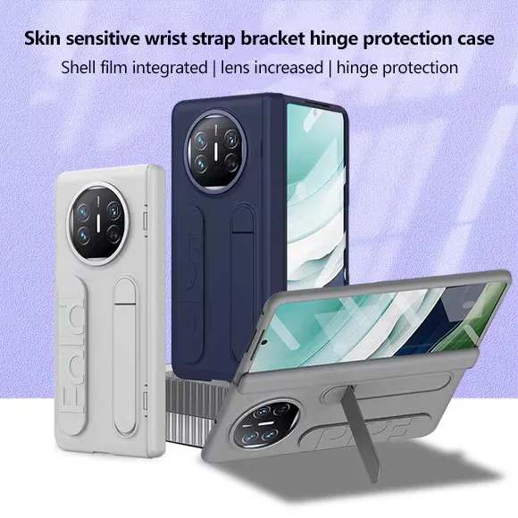 

Matte Frosted Soft Silicone Case For Huawei Mate X6 X5 X3 MateX6 Strap Hand Holder Phone Stand Kickstand Hard Cover
