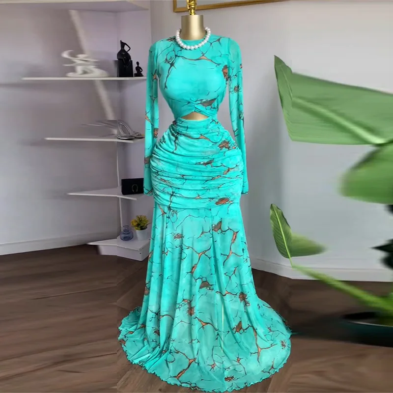 عالية الجودة المرأة مثير كم طويل قطع فستان ماكسي موضة ملهى ليلي حفلة ثوب مسائي عيد ميلاد فساتين لحفلات الكوكتيل Vestido #1