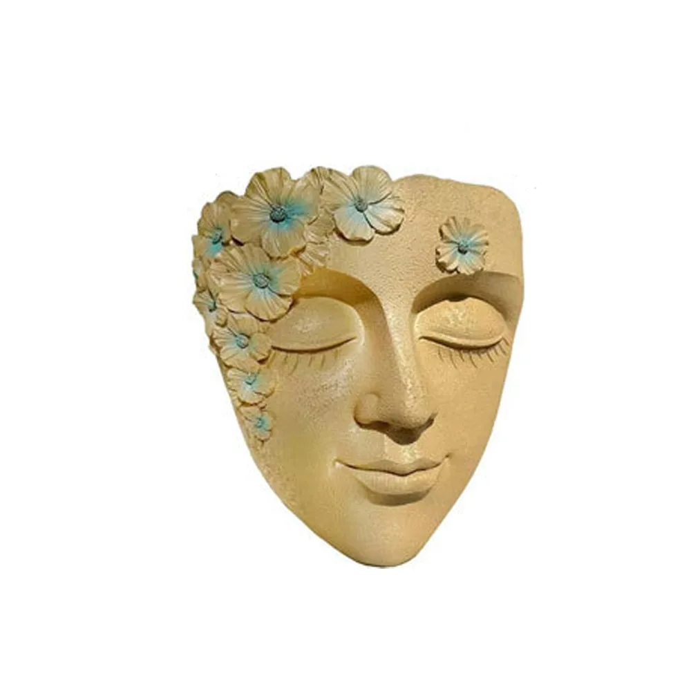 

Durable Funny Face Sculpture Planter Handmade Resin Craft Face Planter Pot Cute Head Wall Planter Living Room Balcony