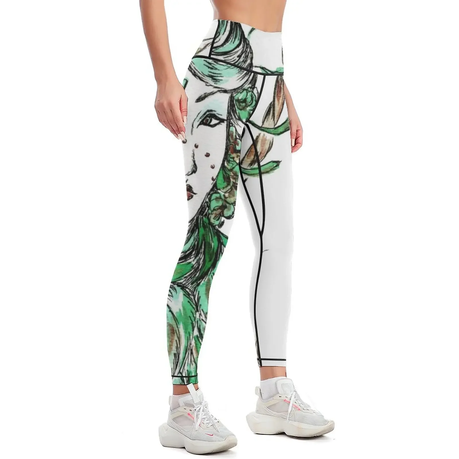 Siren with a flower patch Leggings gym top sports for push up gym womans Fitness clothing Womens Leggings