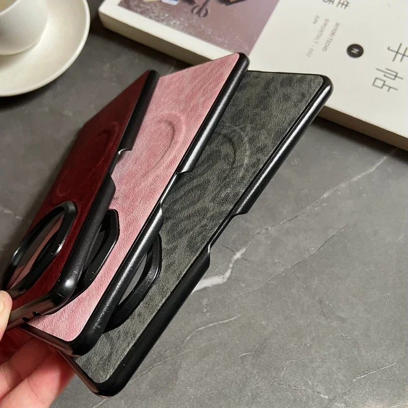 Роскошный деловой магнитный кожаный чехол для телефона Vivo X Fold 3 Pro 2 Plus с леопардовым цветочным принтом, противоударный защитный чехол из искусственной кожи, задняя крышка Fundas