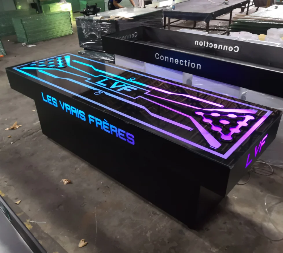 

Wholesale LED - Lit Bar Beer Pong Table with Customizable Neon Design for Nightclub Gaming Event and Party Use