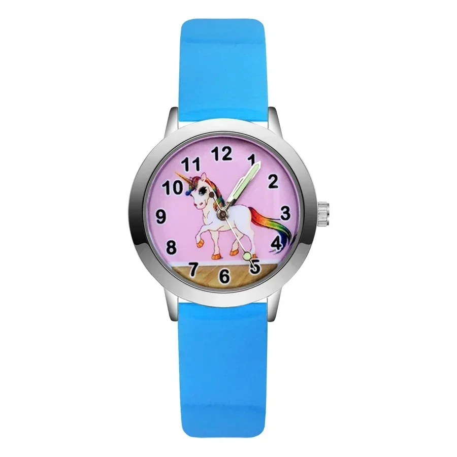 Montre arc-en-ciel en cuir à quartz pour enfants, bande dessinée, bracelet en nylon, marque haut de gamme, vente en gros d'usine, étudiants, filles, garçons, enfants, mode, nouveau