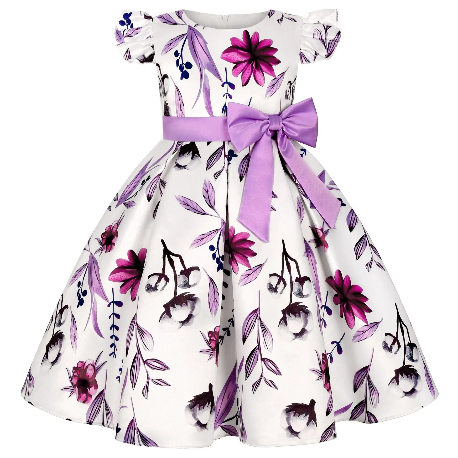 New Flowers Girls Dress Summer Big Bow Sleeveless Fashion Princess Dress Birthday Gift 3 4 5 6 7 8 9 10 Years Old Kids Clothes