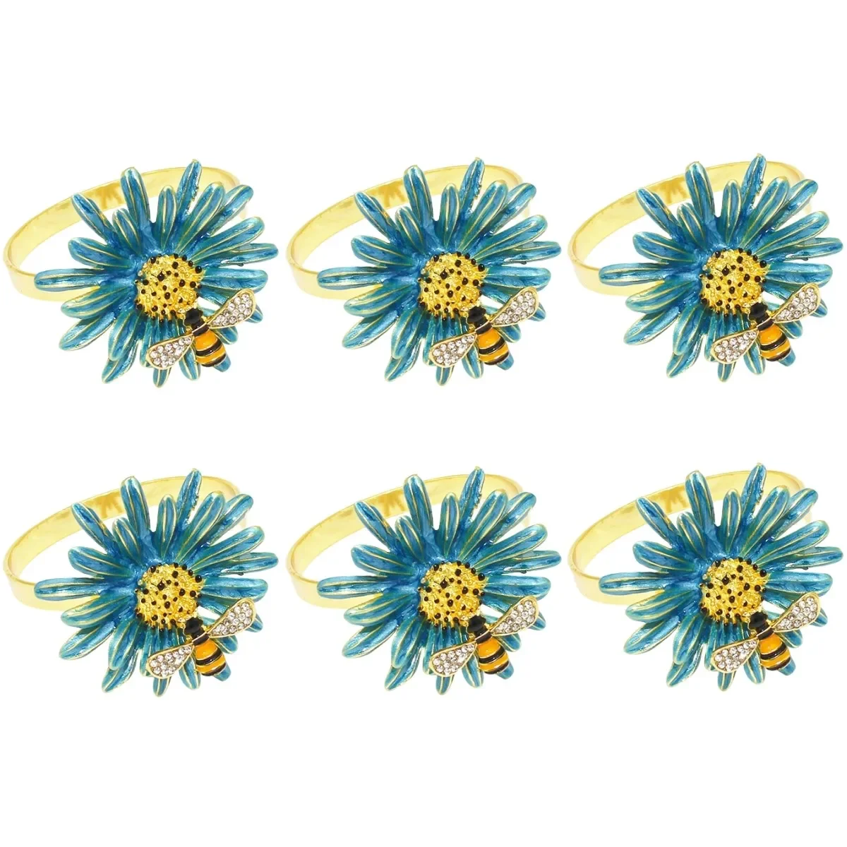Elegant Napkin Holders Daisy Sunflower 1.3 Inches Diameter Alloy And Rhinestone Outdoor Dining Charm Special Occasions
