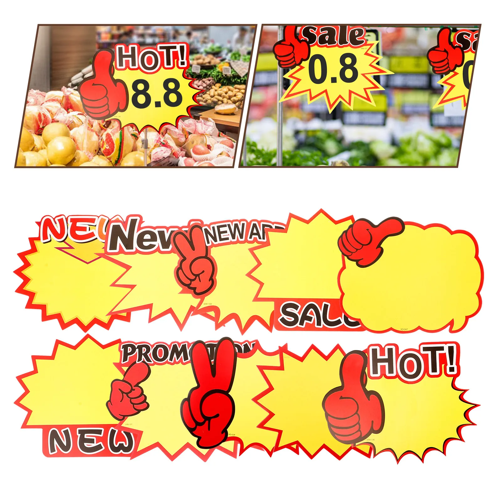 120枚入り-星型プライスバーストサイン-蛍光ガレージセールタグ-小売店募金活動用販促紙製プライスラベル-セール用