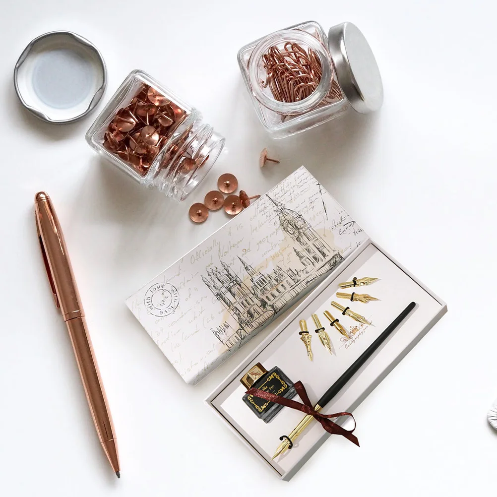 

1Set Vintage Dip Pen Set Elegant Writing Tools Wear-Resistant Nib Lightweight Comfortable Grip Unique Ink Gift Pen for Students