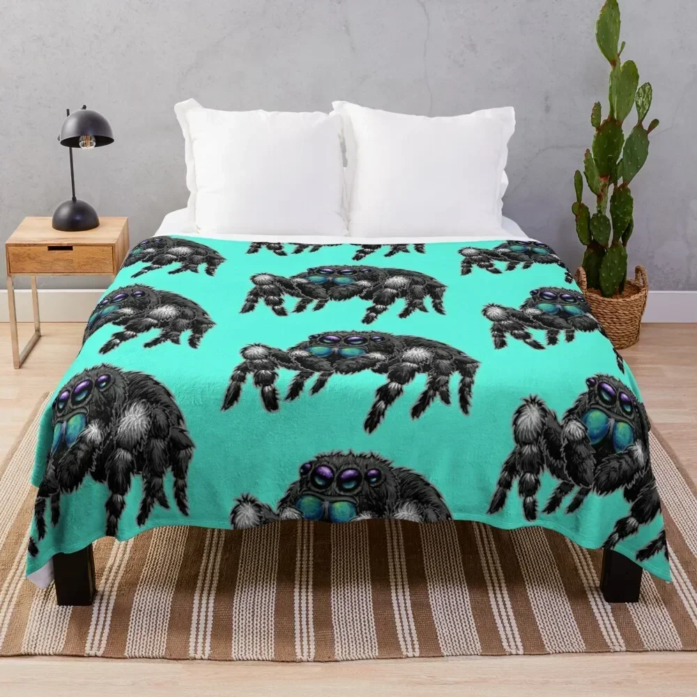 Daring Jumping Spider Phidippus Audax Throw Blanket wednesday heavy to sleep Blankets