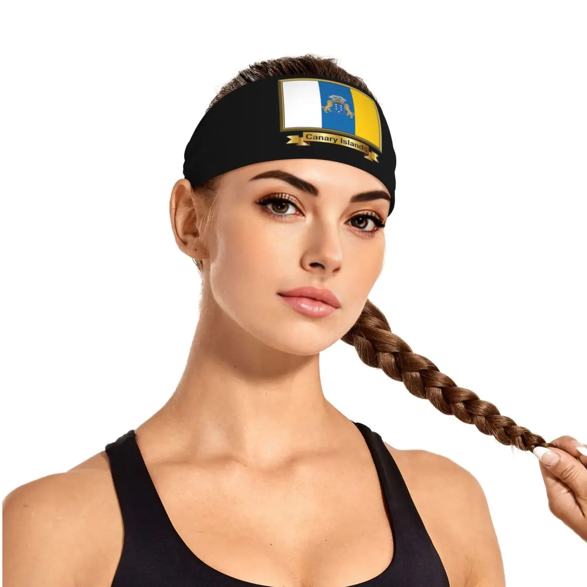 

Изготовленная на заказ повязка на голову с флагом Испании, Океа, Канарские острова для мужчин и женщин, впитывающая влагу, спортивная повязка на повязку для тренажерного зала, йоги, бега