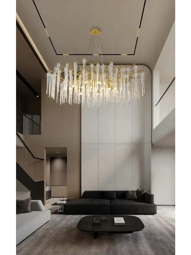 

Modern Lamp Rectangle Luxury Chandelier Brass Pendant Light Teardrop Crystal Chandeliers Hotel，Living Room Light