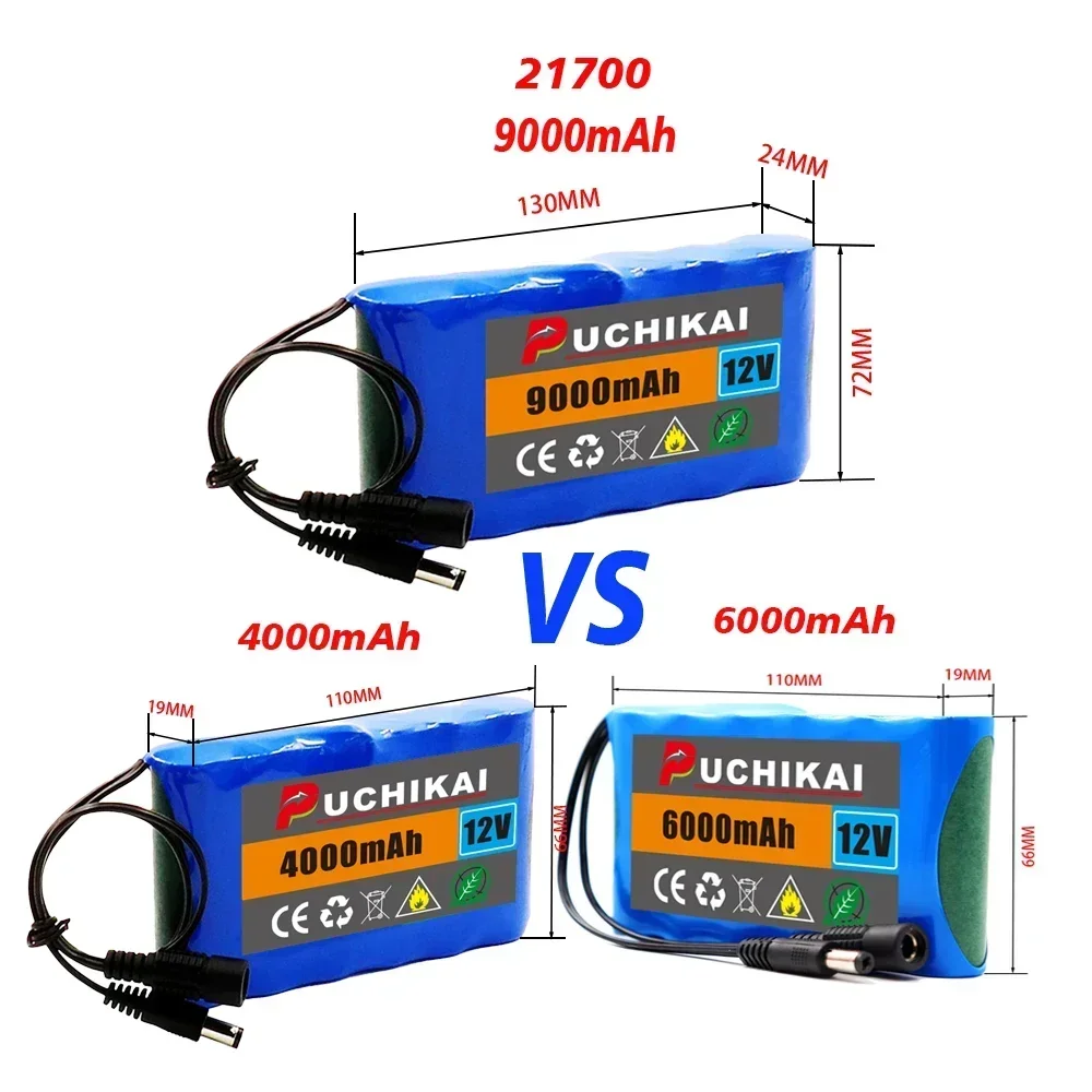 121700 3S2P 12V 9000mAh original lithium-ion battery DC rechargeable CCTV, camera monitor replacement battery+12.6v charger