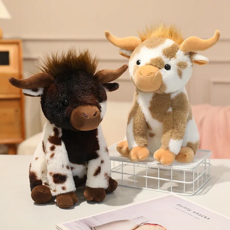 

30cm Simulation Sitting Plush Cow Toy Black White Cow Doll Wild Forest Animals Soft Stuffed Doll Toy Children's Birthday Gifts