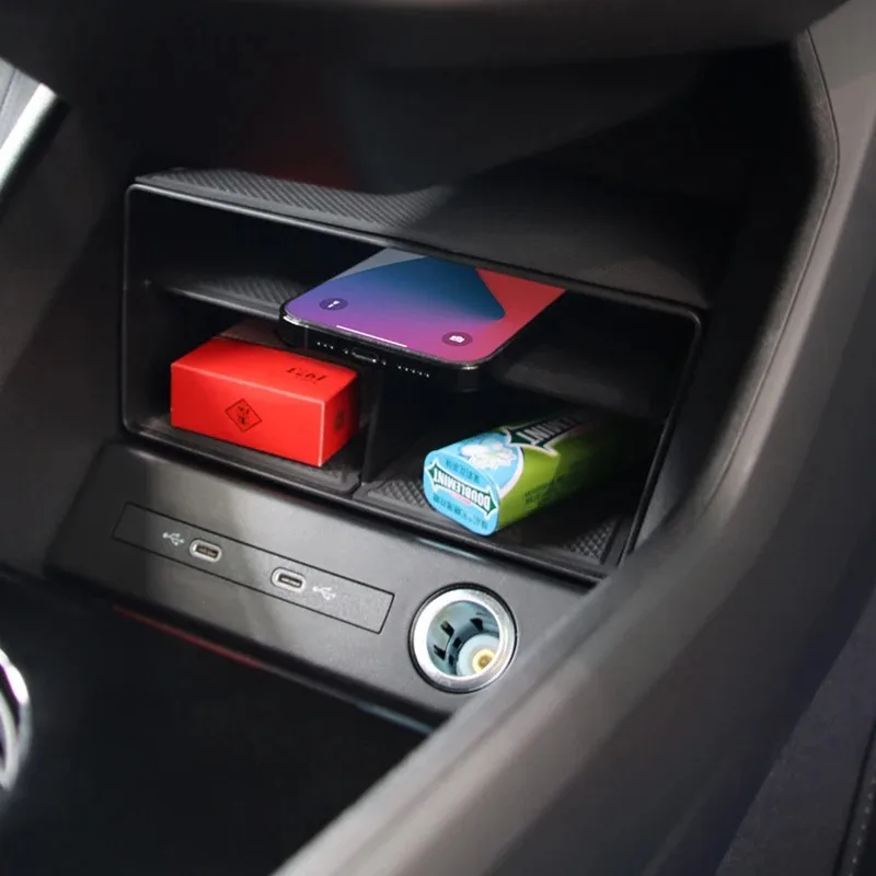 

Suetlcoity For Audi Q5 Q4 E-tron ABS Car Central Control Storage Box Storage Box Tray Mobile phone storage box Car Accessories
