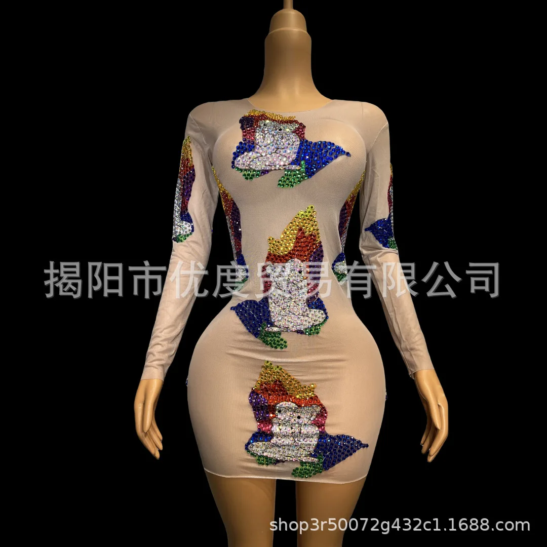 ساطع مثير منظور حجر الراين مزاجه فستان كوكتيل حفلة عيد ميلاد ليلة الأداء تنورة قصيرة عرض الصلاة ازياء