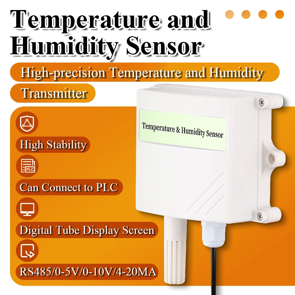 RS485 Analog 0-5V 0-10V 4-20mA Waterproof Temperature Sensors Digital Display Transmitter with Temperature Humidity Sensor Probe