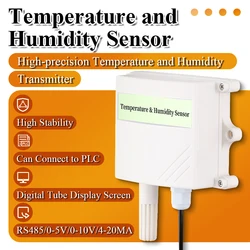 RS485 Analog 0-5V 0-10V 4-20mA Waterproof Temperature Sensors Digital Display Transmitter with Temperature Humidity Sensor Probe