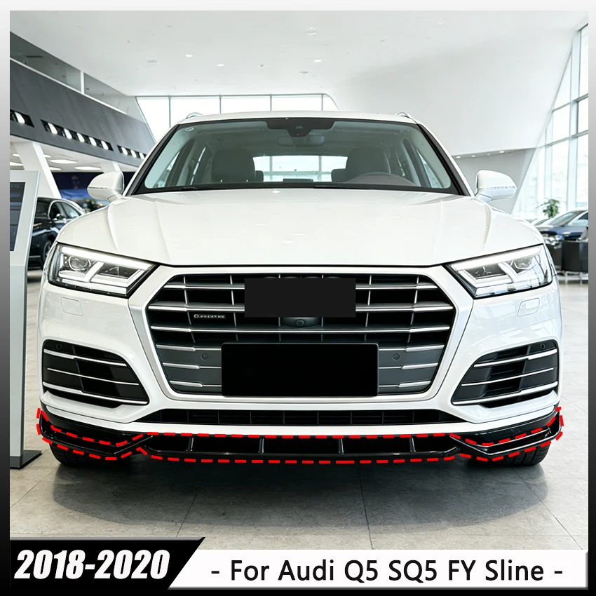

3Pcs Car Front Bumper Lip Spoiler Splitter Diffuser For AUDI Q5 SQ5 FY Sline 2018-2020 Exterior Guard Cover Body Kits Tuning