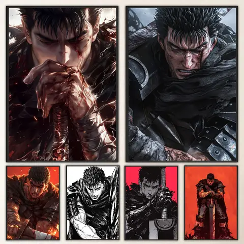 1 PC Amine BERSERK โปสเตอร์ Self-กาวกันน้ําสติกเกอร์กระดาษ Coffee House Bar Room Wall Decor