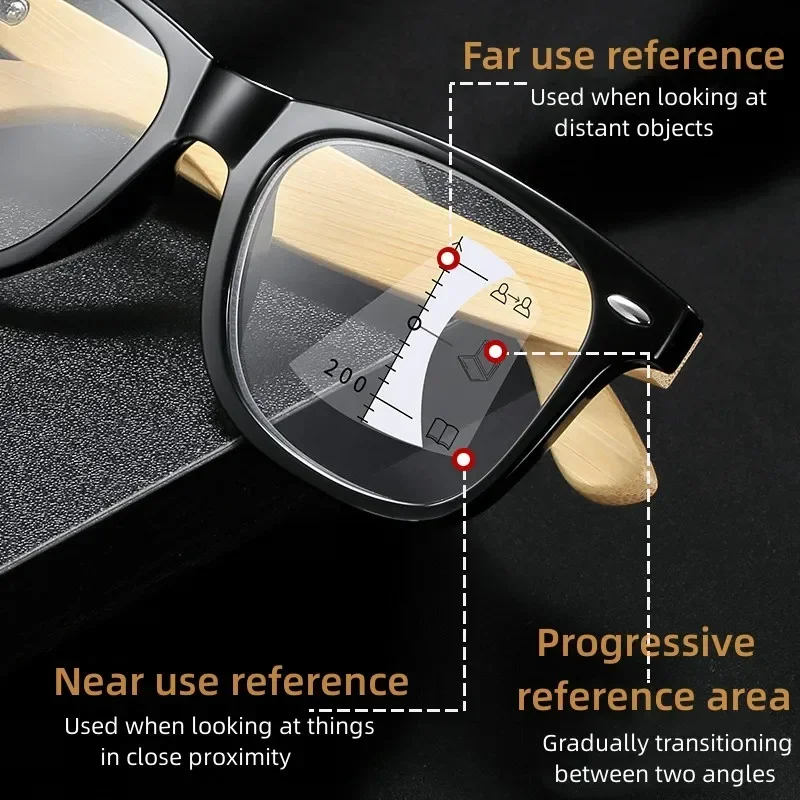 Wooden Templets Multifocal Reading Glasses Unisex Women Progressive Near Far Eyeglasses Men Classic Vintage Far-sighted Glasses