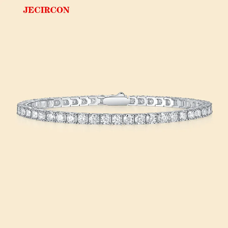

JECIRCON S925 Sterling Silver All Moissanite Tennis Bracelet for Women, European and American INS, New Style for Men and Women