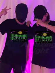 Multifunction EL T-Shirt Sound Activated Flashing T Shirt Light Up Down Music Party Equalizer LED T-Shirt