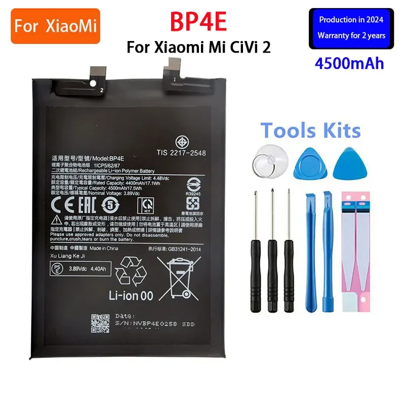 

2024 years Brand New BP4E 4500mAh Battery For Xiaomi Mi CiVi 2 Phone Replacement Batteries+Tools