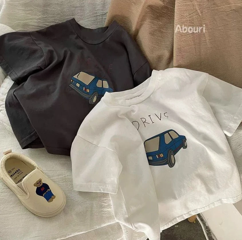 Baby Boys Girls Car Print T-Shirt Thin Tops Cotton Tee Summer Sportswear For Little One Fashion Daily Outfit Cotton Kid Clothing
