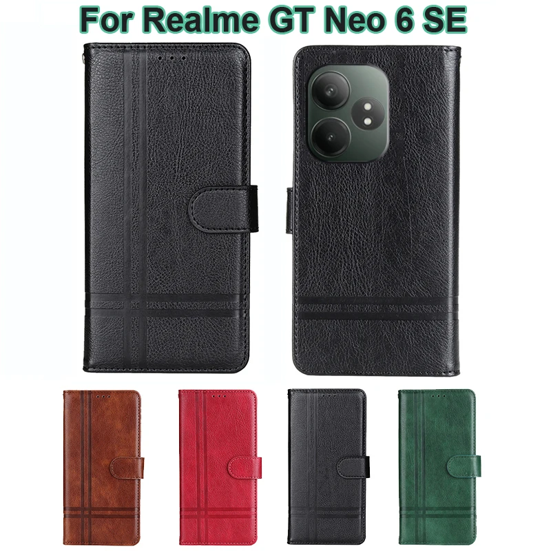 

Leather Phone Case For Etui Realme GT Neo 6 SE чехол Wallet Coque Flip Cover de Capinha De Celular Realme GT Neo6 SE Funda 6.78"