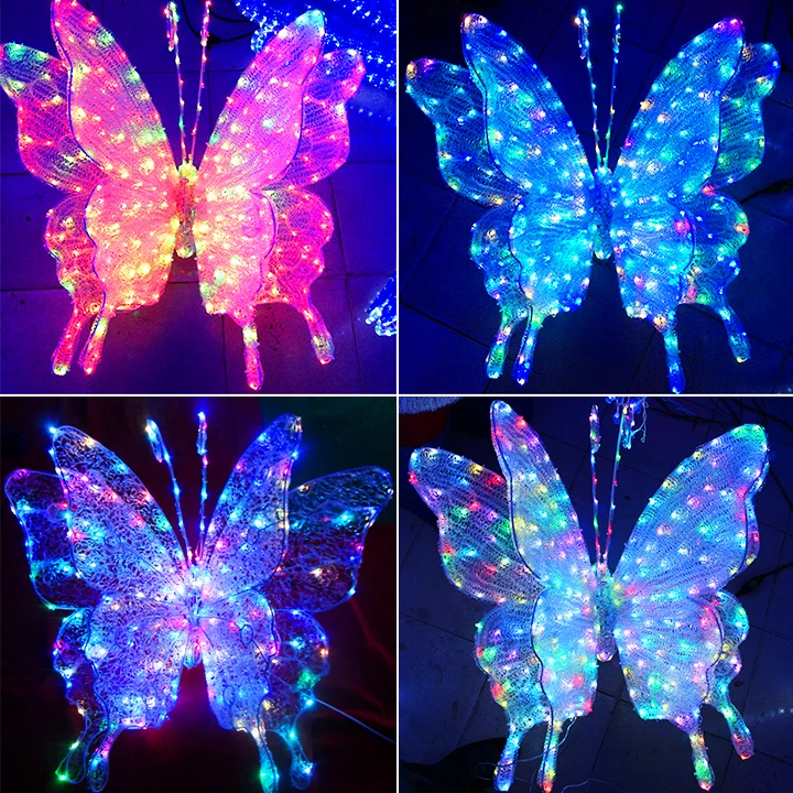 DECOR Acrylic Butterfly Christmas Ornament LED Fairy Lights Wireless Control IP65 Waterproof for Outdoor Garden Holiday