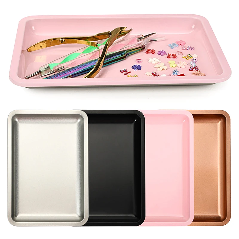 Stainless Steel Cosmetic Storage Tray Jewelry Tray Plate Doctor Surgical Tray Desktop Storage Tool Metal Fack Nail Art Tray