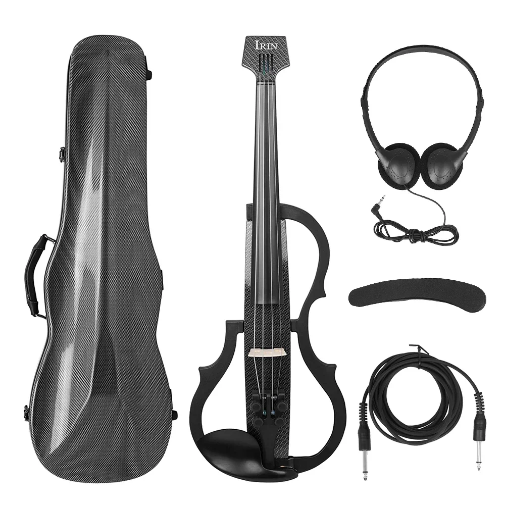 

4/4 Carbon Fiber Electric Violin Headless Fiddle Professional Electric Violin With Bow Carry Case Headphone Cable Shoulder Rest