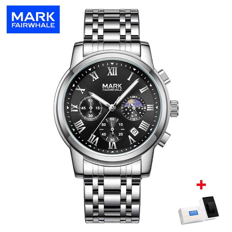 

Mark Fairwhale 5058 модные повседневные мужские часы роскошные спортивные наручные часы из нержавеющей стали кварцевые часы для мужчин