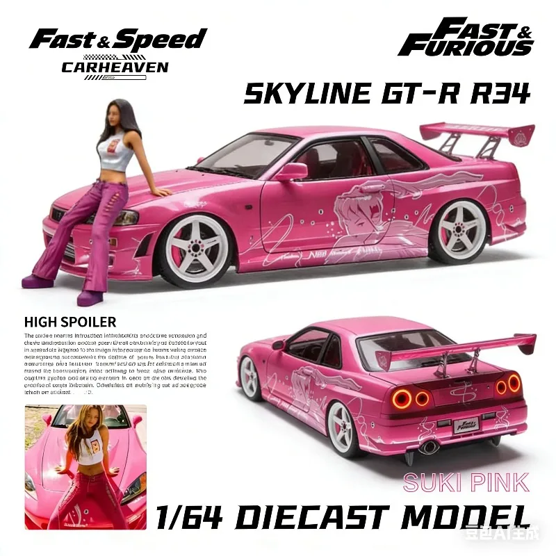 

Fast Speed 1:64 Nissan GTR R34 Z-Tune High-End Racing Simulation Alloy Car Model, Boys' Toy, Adult Collection Decoration Item.