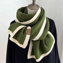 2024 Korean Style Winter Warm Wool Scarf for Women Design Striped Elastic Knitted Scarves Female Bandana Thick Neckerchief Shawl