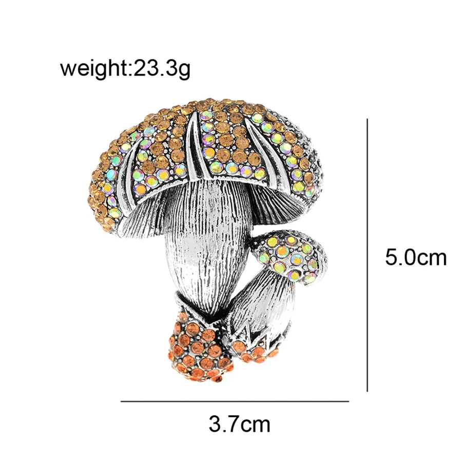 Women Men Luxury Rhinestone Double Mushrooms Brooches Pins Cute Creative Vintage Vegetables Plant Brooch Pin Jewelry Gift