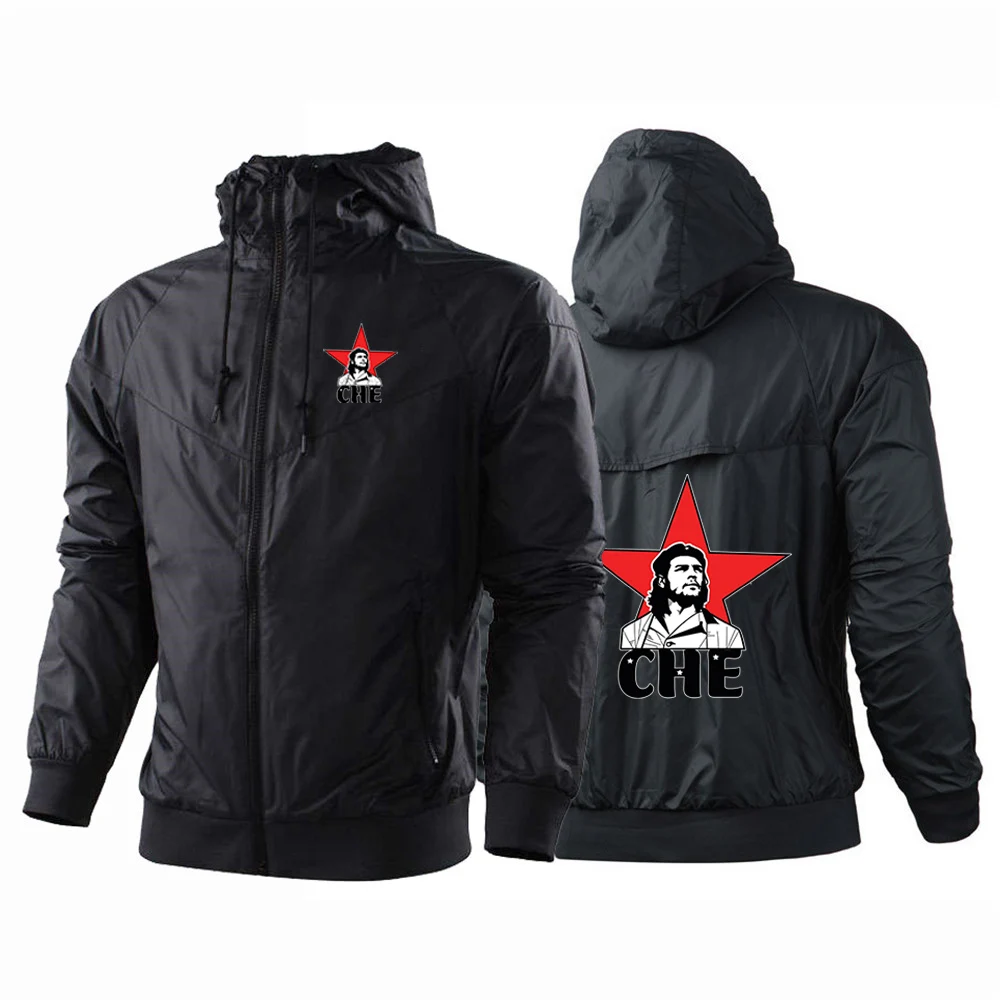 2025 Che Guevara Print Men Rebel Cuban Guerrilla Revolution Windproof Comfortable Casual Hooded Windbreaker Fashion Jacket Tops