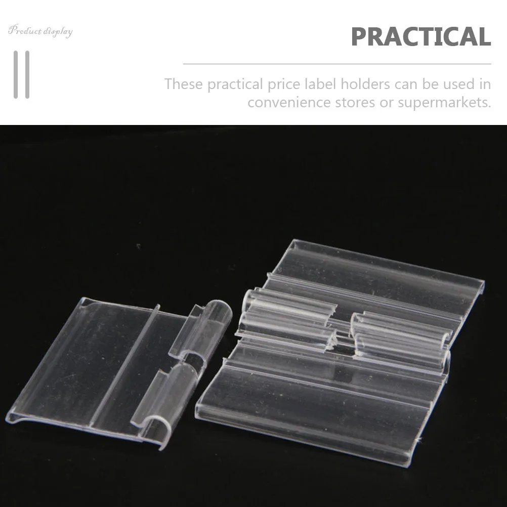 50개 다용도 가격표 홀더 소매 진열대 쉬운 클립 사용 투명 디스플레이 스탠드 상점 라벨 홀더