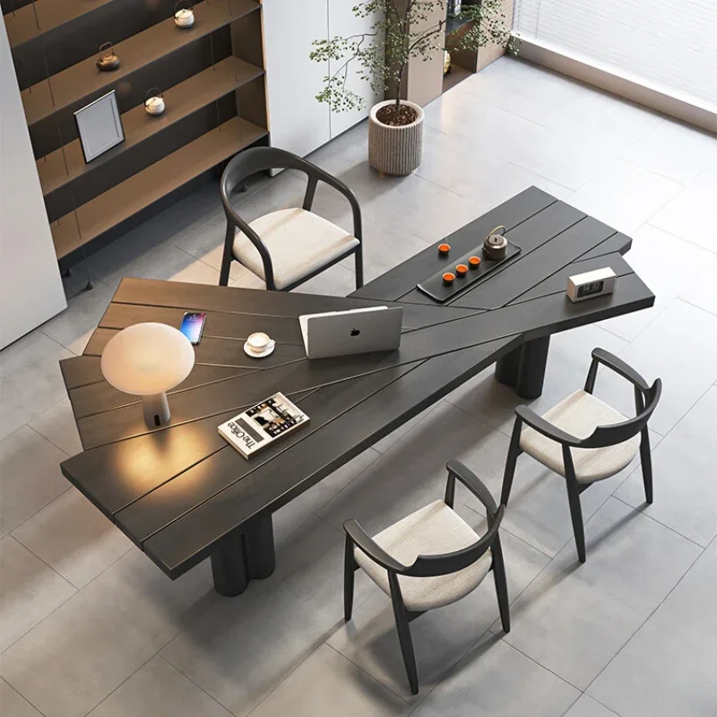Wide Organiser Standing Computer Desks Home Office Large Black Wooden Table Laptop Executive Escritorios De Oficina Furniture