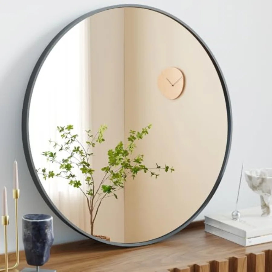 

Round Bathroom Mirror for Over Sink, 30 Inch Wall Mount Vanity Circle Mirror with Matte Metal Framed, Decor for Bathroom, Entry