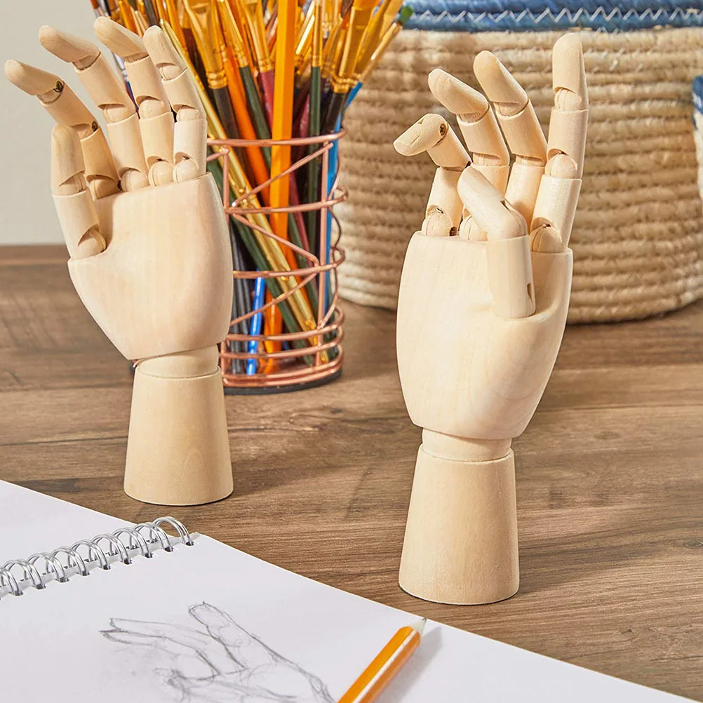 

2pcs Wooden Hand Models Left Right Movable Joint For Sketching Drawing Practice Comic Art Craft Decoration Teaching Tool Kids