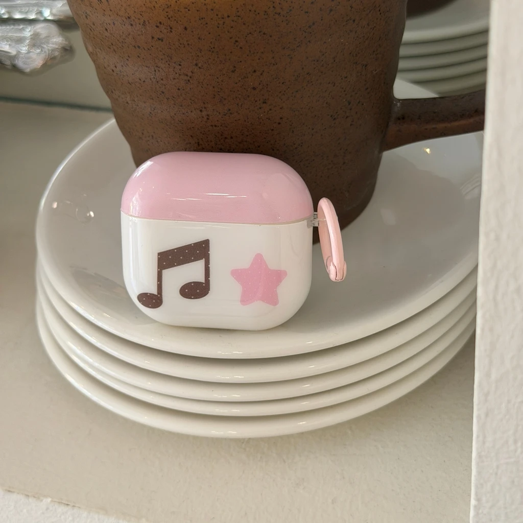 Sweet Cute Star Note Polka Dot With Glasses Pendant Shockproof Protective Earphone Cover Case for AirPods 1 or 2 3 4 Pro 2 Pro 3 view 4