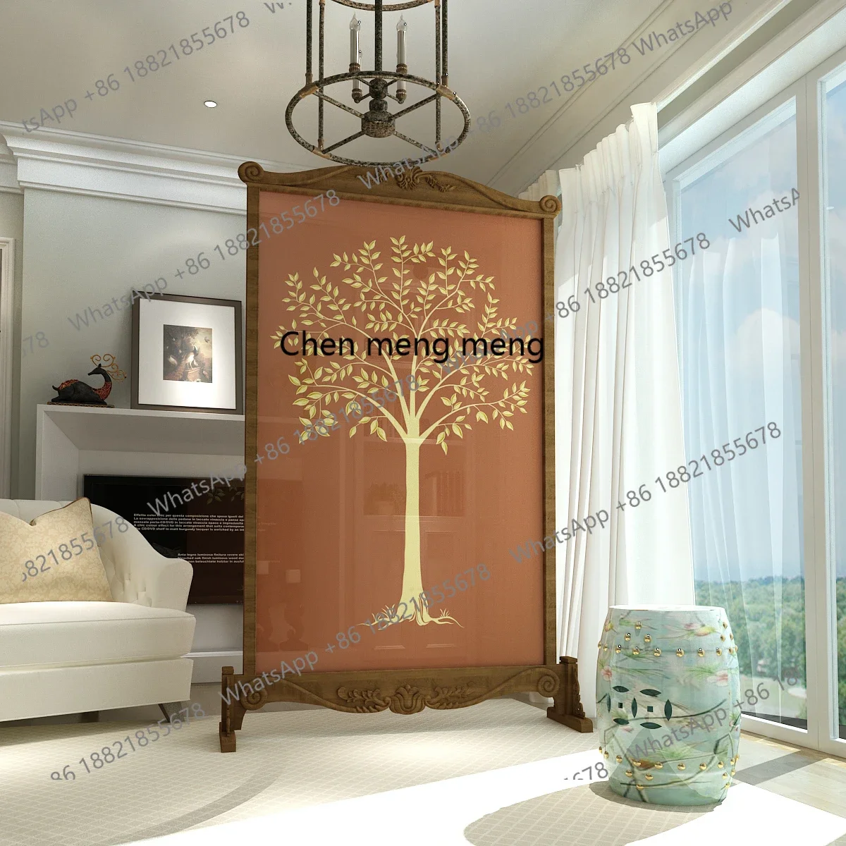 

M46 американская перегородка для входа в гостиную, отель, спальня, твердая древесина, европейский резной экран