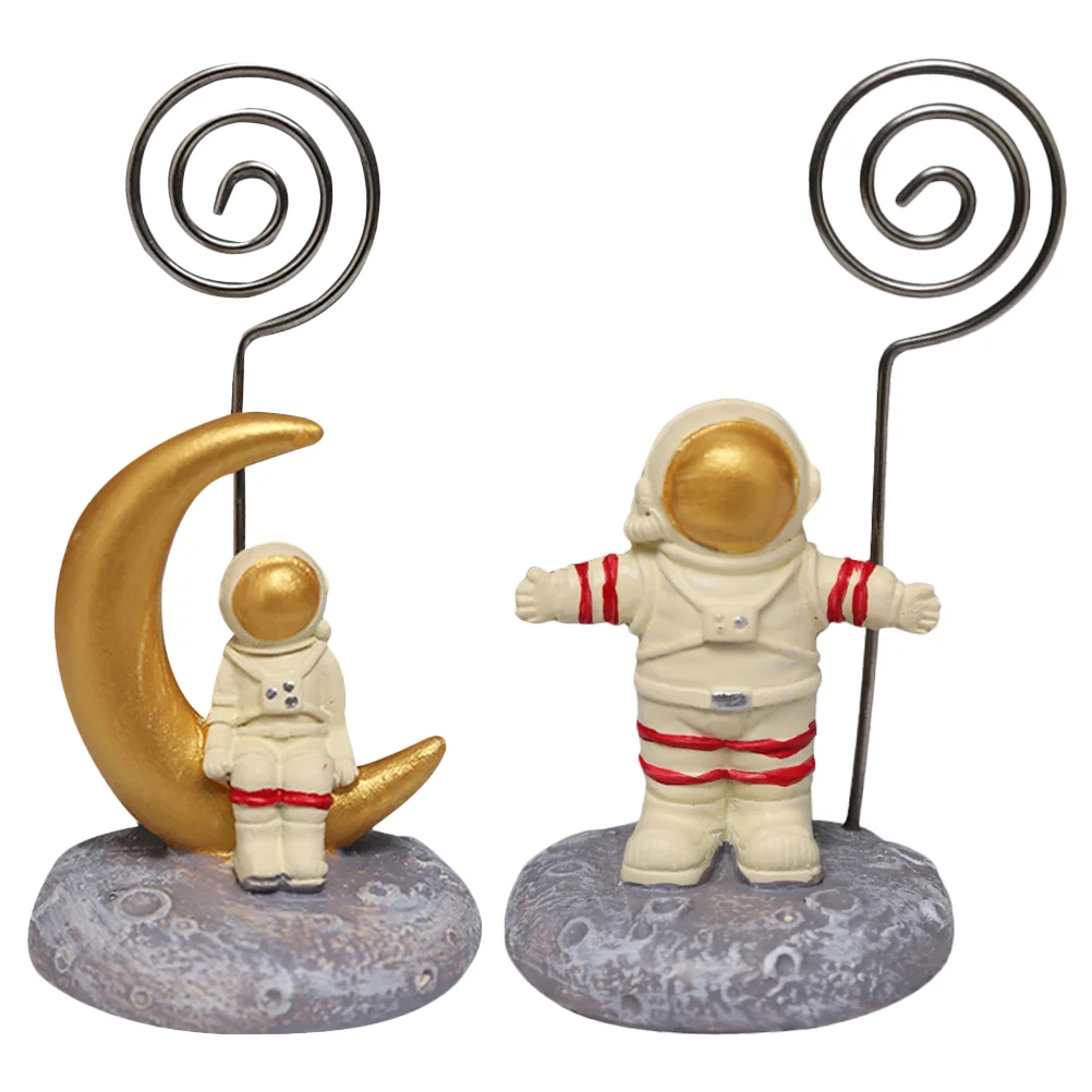 Astronaut Business Card Holder Desktop Memo Picture Fixed Clip​​​​​​​ Decorations Note Clamp Frame Stand Photo Clips